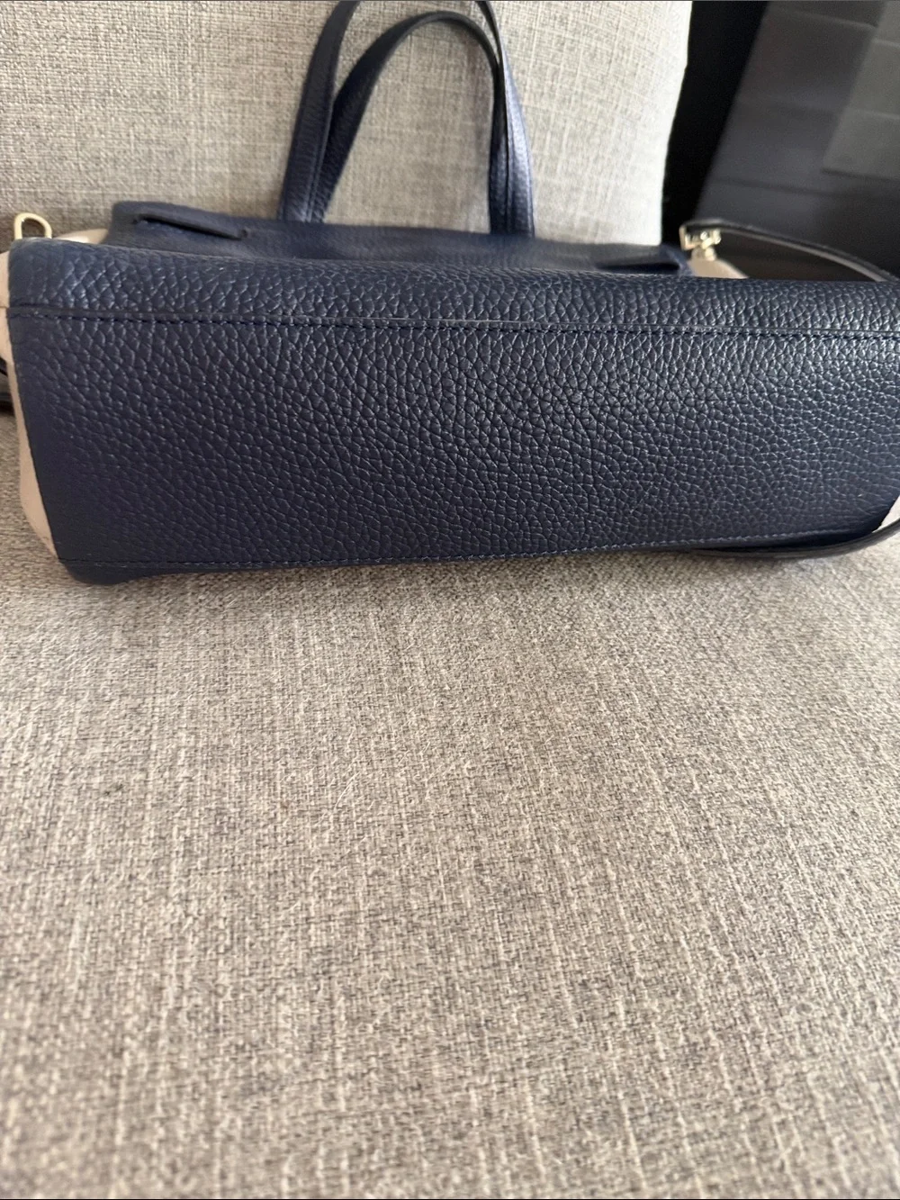 kate spade Navy and Cream Leather Satchel with Gold Hardware